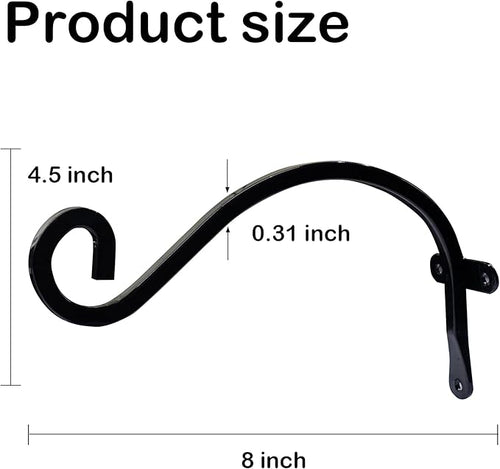 2 Pack Plant Hanger Outdoor, 8 Inch Heavy-Duty – Black, 8in
