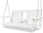 Poly Lumber 3-Seat Porch Swing, HIPS 5-Feet Bench Swing with Foldable Cup Holders,18/8 Stainless Steel Hardware, High Backrest and Deep Contoured Seat, Snow White
