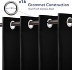 PureFit Outdoor Curtains for Patio Waterproof Weatherproof, UV Resistant Outside Curtains for Gazebo, Front Porch, Pergola, Sun Blocking Privacy Curtain, 120W x 84L inch, 1 Panel, Black