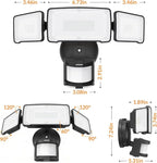 LEPOWER LED Motion Sensor Security Lights, 3 Head Motion Detected, 38W, 4200LM, Waterproof IP65, 5500K, Full Metal for Outdoor, Garage, Porch, Yard (Black)