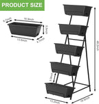 5 Tier Vertical Raised Garden Bed Planter Box, Vertical Raised Bed with Drainage Holes for Indoor Outdoor Herbs Flowers Vegetables Plants, Grey