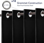 PureFit Outdoor Curtains for Patio Waterproof Weatherproof, UV Resistant Outside Curtains for Gazebo, Front Porch, Pergola, Sun Blocking Privacy Curtain, 150W x 84L inch, 1 Panel, Black
