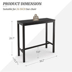Outdoor Bar Table, 38" Patio Bar Height Counter Console Table, Black Waterproof HDPS Slatted Top and Bronze Leg, Weather Resistant, Hot Tub, Balcony, Yard, Indoor or Outdoor Use