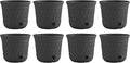 Suncast 8 Pack 14" x 12" Round Resin Decorative Weatherproof Outdoor Hideaway Standard Garden Hose Storage Pot with Drainage Holes, Gray