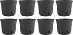 Suncast 8 Pack 14" x 12" Round Resin Decorative Weatherproof Outdoor Hideaway Standard Garden Hose Storage Pot with Drainage Holes, Gray