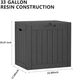 33 Gallon Outdoor Deck Box, Lockable Waterproof Outdoor Storage Boxes For Garden Tools,Indoor Cushions,Accessories Outside Storage Resin Weatherproof Container(Black)