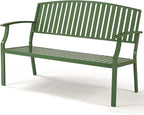 Outdoor Bench Weatherproof Aluminum Patio Garden Bench, Patio Loveseat for Porch Garden Lawn Backyard Park Balcony (Green)