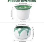 African Violet Pots, 6 inch Ceramic Easy Self Watering Plant Pot for Busy Plant Lovers, Automatically Absorb Appropriate Amount of Water, Flower Pot Indoor-Plants Not Included(Green)
