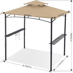 ABCCANOPY 8'x 5' Grill Gazebo Shelter, Outdoor BBQ Gazebo Canopy with LED Light (Khaki)