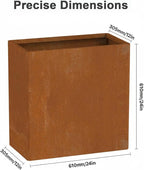 Corten Steel Planters - 24X12X24 inch Removable Insert Shelf for Garden Patio