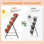 SEJOV 2 Pack Vertical Raised Garden Bed, 5 Tiers Elevated Planter Box for Herbs Vegetables Flowers, Graden Vertical Planter w/Drainage System for Patio Balcony Garden Outdoor Indoor Plants, Dark Red