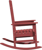 KINGYES Outdoor Rocking Chair Set of 2, High Density Polyethylene Patio Rocking Chairs with 330lbs Support for Adults, Dark Red
