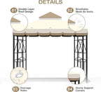 10x10 Canopy Replacement Top Double Tiered Gazebo Cover for Yard, Patio & Garden Durable Sunshade Replacement (BeigeBrown with lace)