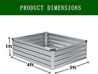 4×3×1FT(2PCS) Galvanized Raised Garden Bed Kit, Metal Planter Boxes,Large Raised Garden Bed for Planting Vegetables,Flowers,Herbs -Silver