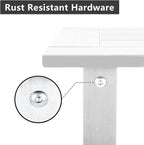 Double Adirondack Outdoor Side Table Weather Resistant, Patio Rectangular End Table for Adirondack Chair, White