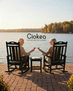 Ciokea Oversized Outdoor Rocking Chairs Set of 2, 380lbs Heavy-Duty Large Patio Rocker, High Back Cozy Porch Chairs, Weather Resistant Patio Rocking Chairs for Outside, Fire Pit, Deck, Black
