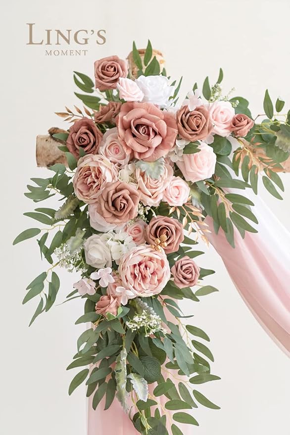 Artificial Flowers Wedding Arch Kit, Dusty Rose and Cream, 4 Pieces