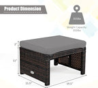 Tangkula 2 Pieces Patio Rattan Ottomans, All Weather Outdoor Footstool Footrest Seat with Soft Cushion, Hidden Zipper, High-Density Sponge, Wicker Ottoman Seat for Patio, Garden, Poolside