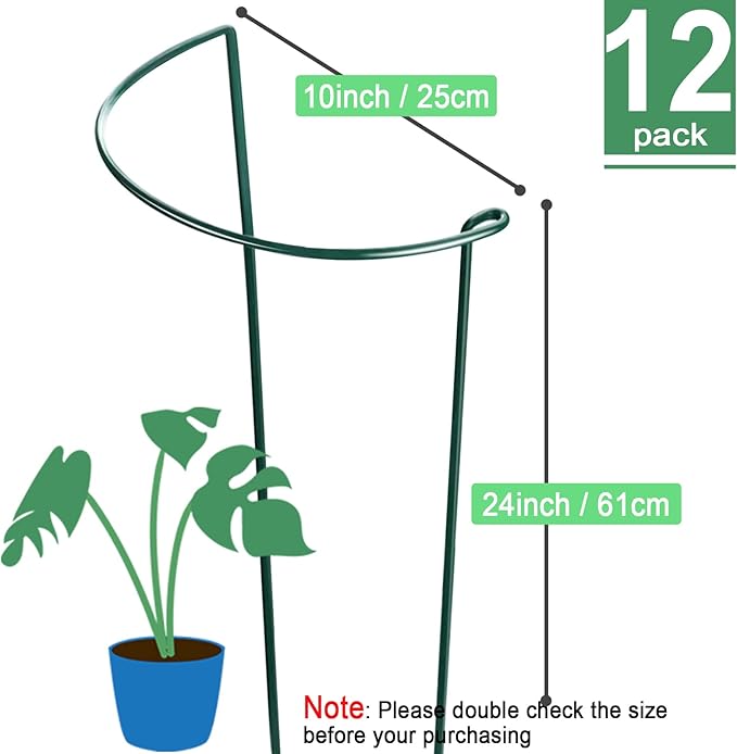 Plant Support Stakes, 12 Pack Iron Tube, 10 x 24 Inch