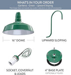 Wall Light, Green Farmhouse Barn Fixture with 16-Inch Dome, E26 Socket