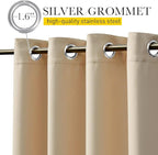 NICETOWN 2 Panels Outdoor Curtains for Patio Waterproof & Windproof, Thermal Insulated Top & Bottom Grommet & Back Tab Light Block Outdoor Drapes with Bouns Rope for Fixed, Biscotti Beige, W52 by L95