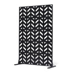 VEVOR Metal Privacy Screen, 47" W x 72" H, Outdoor Privacy Screens 5-Panel, Freestanding Outdoor Divider with Stand, Decorative Garden Steel Privacy Fence for Balcony Patio Indoor Room Black