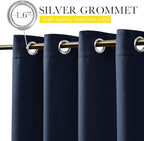 NICETOWN 2 Panels Weighted Outdoor Curtains for Patio Waterproof, Thermal Insulated Grommet & Back Tab on Top & Bottom Windproof Sun Blocking Draperies for Gazebo with Fixed Rope, Navy Blue, W66 x L84