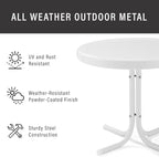 Outdoor Side Table with Steel Pedestal Base, Alabaster White