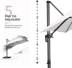 PURPLE LEAF 9' X 11.5' Patio Umbrella with Base Outdoor Cantilever Rectangle Umbrella Offset Umbrella with 360-degree Rotation for Garden Deck Pool Patio White