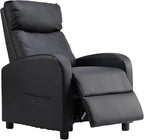 Sweetcrispy Recliner Chair PU Leather Recliner Sofa No Massage, Home Theater Seating with Lumbar Support, Adjustable Push Back Overstuffed High-Density Sponge Reclining for Living Room, Black