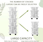 Umigy 2 Set of 7 Tier Vertical Planter Stackable Tower Planters Strawberry Herb Flower and Vegetable Pots Indoor Outdoor Gardening Pots with Removable Wheels and Tools(White,Classic)