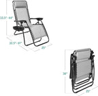 Best Choice Products Set of 2 Adjustable Steel Mesh Zero Gravity Lounge Chair Recliners w/Pillows and Cup Holder Trays - Ice Gray