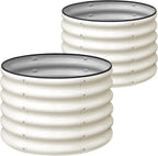 SnugNiture Raised Garden Bed, 2 PCS 2×2×1.5ft Round Galvanized Outdoor Planter Box, 17" Tall Deep Metal Garden Bed Kit for Planting Vegetables, Fruits, Flowers, White