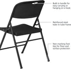 Amazon Basics Sturdy Foldable Plastic Chair, Portable, 350-Pound Capacity, Black, 6-Pack