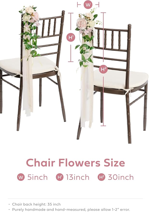 Artificial Flowers 8 Pack Blush and Cream Wedding Aisle Chair Decor