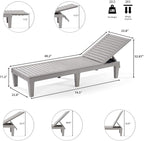 Nestl Patio Chairs - Grey Chaise Lounge Chair Outdoor, 5-Position Adjustable Sun Tanning Chair, Waterproof Pool Lounge Chairs, Reclining Lawn Chair, Lightweight Outdoor Lounge Chairs