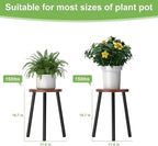 2-Pack Wood Plant Stands Indoor, 16.7" Tall Plant Stand Outdoor Mid-Century Plant Stool, Single Plant Table Modern Small Round Side/End Table for Living Room, Balcony, Office(Brown)
