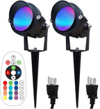 TOVEENEN Color LED Outdoor Landscape Spotlight - 120V 12W Waterproof Spot Lights for Christmas Halloween Yard House, 2 Pack