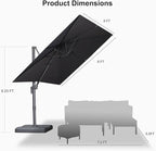 PURPLE LEAF 8 FT Outdoor Umbrella with Base Patio Cantilever Aluminum Umbrella with 3 Years Fade Resistance Recycled Fabric Offset Square with 360-degree Rotation for Deck Pool Garden, Graphite Grey