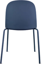 2xhome Parent Modern Stackable Armless Dining Chair | Plastic Shell Seat with Metal Legs | Indoor or Outdoor Use | Home Kitchen Patio (4, Blue, Padded Seat)