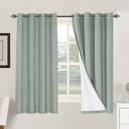 H.VERSAILTEX Linen Blackout Curtains 63 Inches Long 100% Blackout Thermal Insulated Textured Linen Look Curtain Draperies Anti-Rust Grommet, Energy Saving with White Liner, 2 Panels, Green Bay