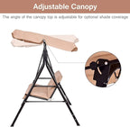 Tangkula 2 Person Porch Swing, Outdoor Swing with Removable Cushions, Solid Steel Structure, Patio Swing with Adjustable Canopy for Porch, Backyard, Garden, Balcony Beige