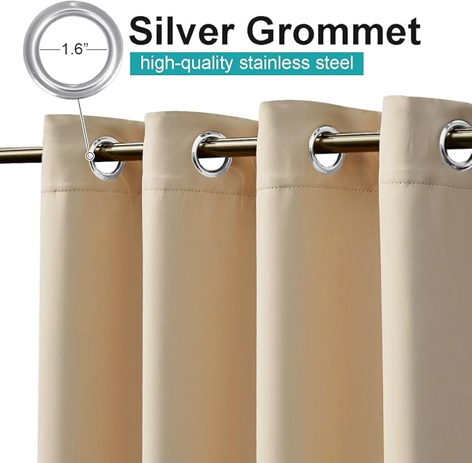NICETOWN Patio Blinds Outdoor Waterproof Curtain, Rustproof Stainless Steel Eyelet Room Darkening Thermal Insulated Outdoor Drape Privacy for Pergola/Arbor, 1 Panel, W52 x L120, Biscotti Beige