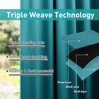 NICETOWN 2 Panels Peacock Teal Patio Curtainss Outdoor Waterproof with Self-Adhesive Tab Top, Thermal Insulated Heat & Cold Blocking Outdoor Curtainss for Easy Hanging & Sliding, W52 x L84