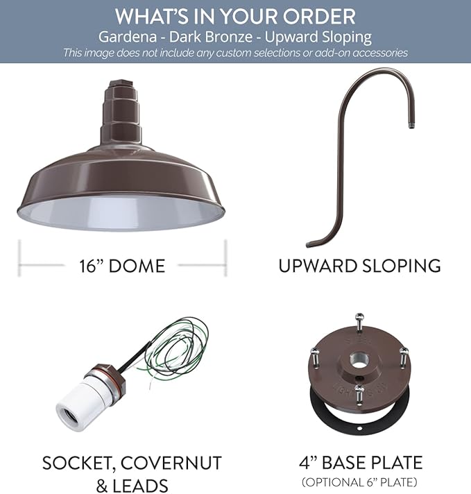 Wall Light, 16-Inch Dome Farmhouse Barn Fixture in Dark Bronze Steel