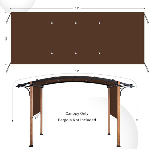 17x6.8 Ft Universal Pergola Replacement Canopy, Outdoor Canopy Shade Cover(Cover Only) (Coffee)
