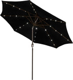 Blissun 9 ft Solar Umbrella, 32 LED Lighted Patio Umbrella, Table Market Umbrella, Outdoor Umbrella for Garden, Deck, Backyard, Pool and Beach (Black)