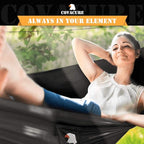 Covacure Camping Hammock - 772lbs Capacity Double Hammock with Tree Straps, Lightweight Parachute Nylon Outdoor Survival Gear for Hiking, Backpacking, Travel or Backyard (Black)