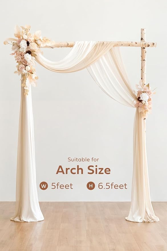 Artificial Flower Wedding Arch Kit, 4-Piece Set in White, Beige and Gold