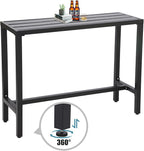 Outdoor Bar Table, Patio Console Pub Height Tables with Powder Coated Steel Frame, Weather Resistant Waterproof Top for Hot Tub, Balcony, Garden, Yard, Poolside (Black, 55" Bar Table)